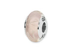 Reflections™ Sterling Silver Pink/White Scribbles Hand-blown Glass Bead / Charm