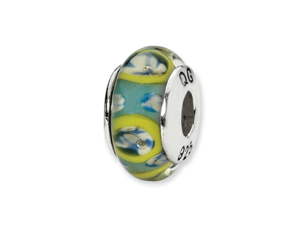 Reflections™ Sterling Silver Blue/Green Circles Hand-blown Glass Bead / Charm