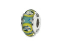 Reflections™ Sterling Silver Blue/Green Circles Hand-blown Glass Bead / Charm