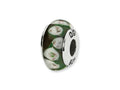 Reflections™ Sterling Silver Green/Purple Floral Hand-blown Glass Bead / Charm