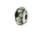 Reflections™ Sterling Silver Green/Purple Floral Hand-blown Glass Bead / Charm