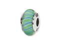 Reflections™ Sterling Silver Green/Blue Swirl Hand-blown Glass Bead / Charm
