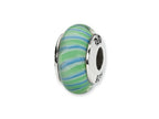 Reflections™ Sterling Silver Green/Blue Swirl Hand-blown Glass Bead / Charm