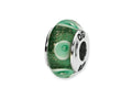 Reflections™ Sterling Silver Green/White Circles Hand-blown Glass Bead / Charm