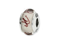 Reflections™ Sterling Silver White/Plum Scribbles Hand-blown Glass Bead / Charm