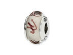Reflections™ Sterling Silver White/Plum Scribbles Hand-blown Glass Bead / Charm
