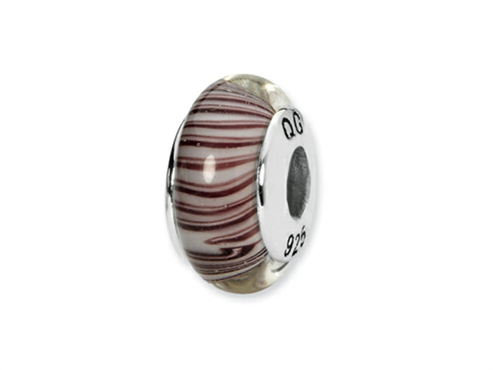 Reflections™ Sterling Silver White/Mauve Hand-blown Glass Bead / Charm