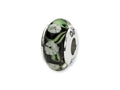 Reflections™ Sterling Silver Black/White Floral Hand-blown Glass Bead / Charm