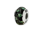 Reflections™ Sterling Silver Black/Green Pentagon Shaped Hand-blown Bead / Charm