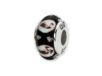 Reflections™ Sterling Silver Black/Purple Floral Hand-blown Glass Bead / Charm