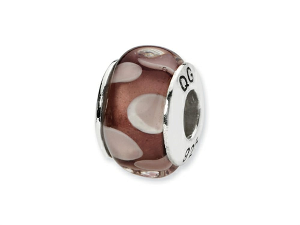 Reflections™ Sterling Silver Purple/White Square Shaped Hand-blown Bead / Charm