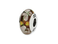 Reflections™ Sterling Silver White/Orange Floral Hand-blown Glass Bead / Charm