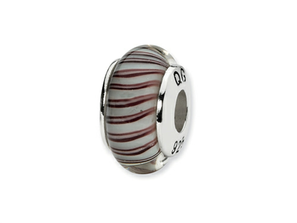 Reflections™ Sterling Silver Blue/Mauve Hand-blown Glass Bead / Charm