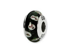Reflections™ Sterling Silver Black/Purple Floral Hand-blown Glass Bead / Charm