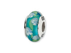 Reflections™ Sterling Silver Blue Floral Hand-blown Glass Bead / Charm