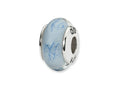 Reflections™ Sterling Silver White/Blue Scribble Hand-blown Glass Bead / Charm