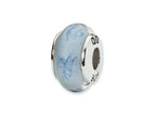 Reflections™ Sterling Silver White/Blue Scribble Hand-blown Glass Bead / Charm