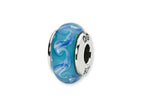 Reflections™ Sterling Silver Blue/White Swirl Hand-blown Glass Bead / Charm
