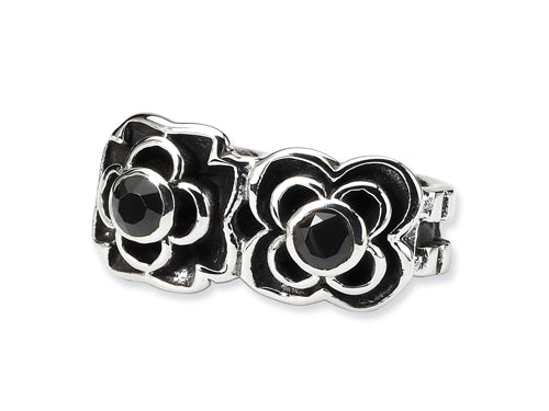 Reflections™ Sterling Silver Black CZ Connector Bead / Charm