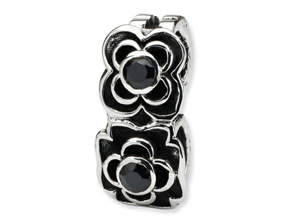 Reflections™ Sterling Silver Black CZ Connector Bead / Charm