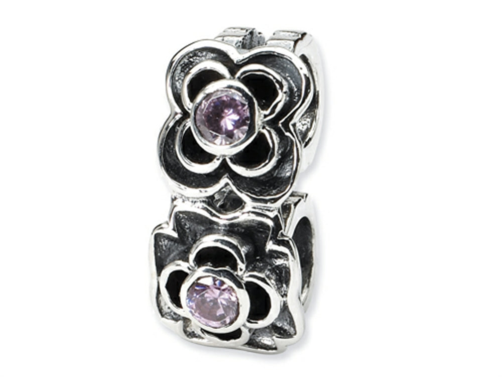 Reflections™ Sterling Silver Pink CZ Connector Bead / Charm