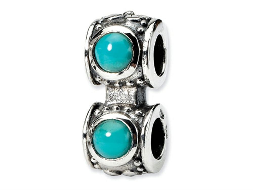 Reflections™ Sterling Silver Light Blue Color CZ Connector Bead / Charm