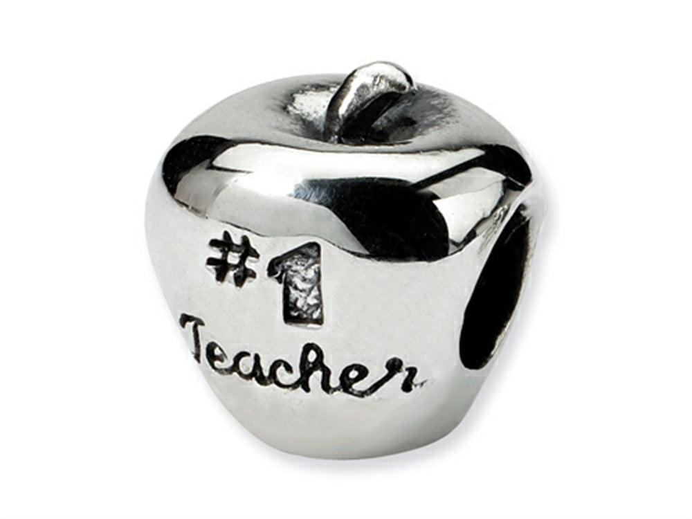 Reflections™ Sterling Silver #1 Teacher on Apple Bead / Charm