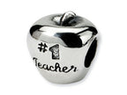 Reflections™ Sterling Silver #1 Teacher on Apple Bead / Charm