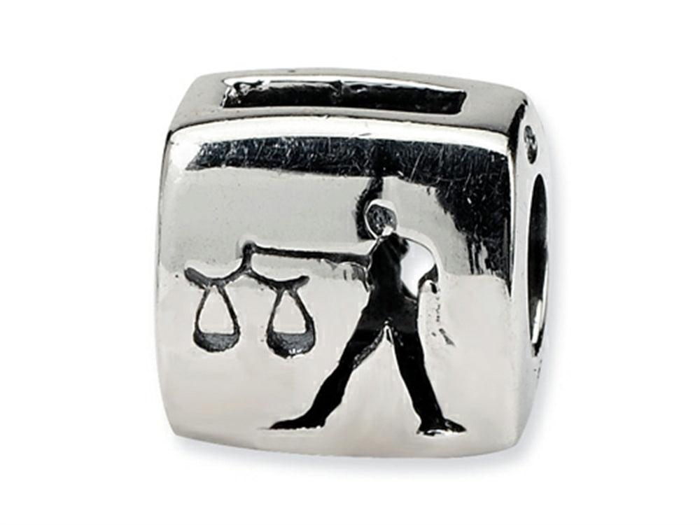 Reflections™ Sterling Silver Libra Zodiac Antiqued Bead / Charm