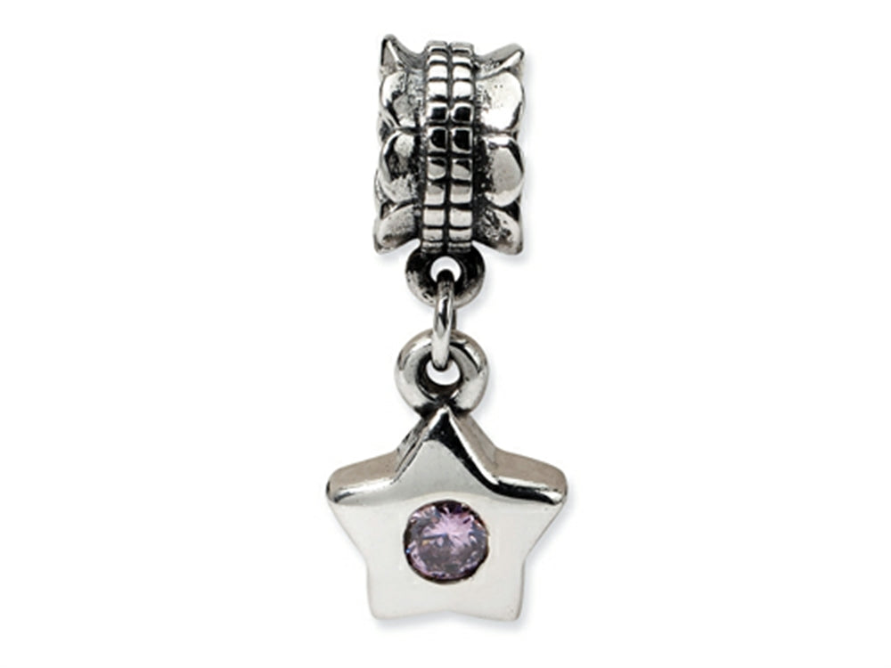 Reflections™ Sterling Silver Pink CZ Star Dangle Bead / Charm
