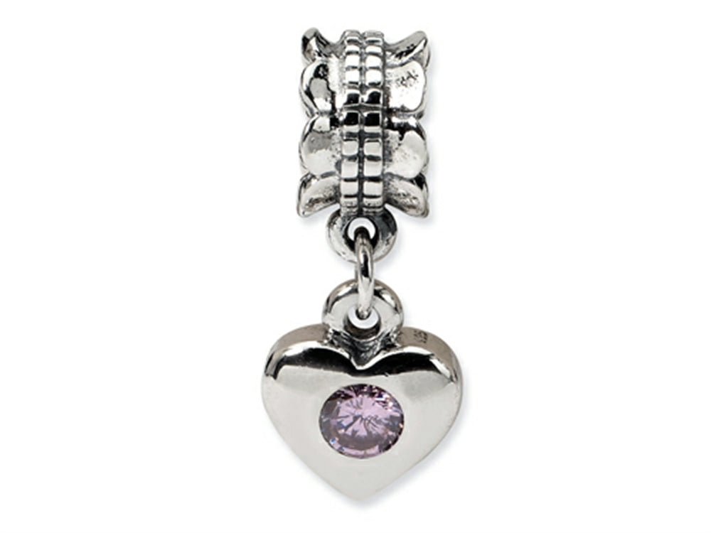 Reflections™ Sterling Silver Pink CZ Heart Dangle Bead / Charm