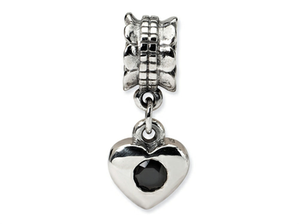 Reflections™ Sterling Silver Black CZ Heart Dangle Bead / Charm