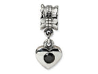 Reflections™ Sterling Silver Black CZ Heart Dangle Bead / Charm