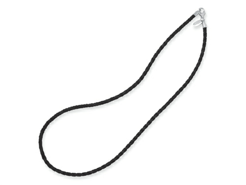 Reflections Sterling Silver Black Leather Bead Necklace 16.00 inches