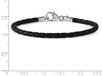 Reflections Sterling Silver Black Leather Lobster Clasp Bead Bracelet 6.25 inches