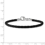 Reflections Sterling Silver Black Leather Lobster Clasp Bead Bracelet 7.00 inches