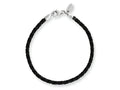 Reflections Sterling Silver Black Leather Lobster Clasp Bead Bracelet 7.50 inches