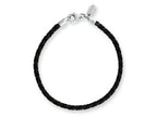 Reflections Sterling Silver Black Leather Lobster Clasp Bead Bracelet 7.50 inches