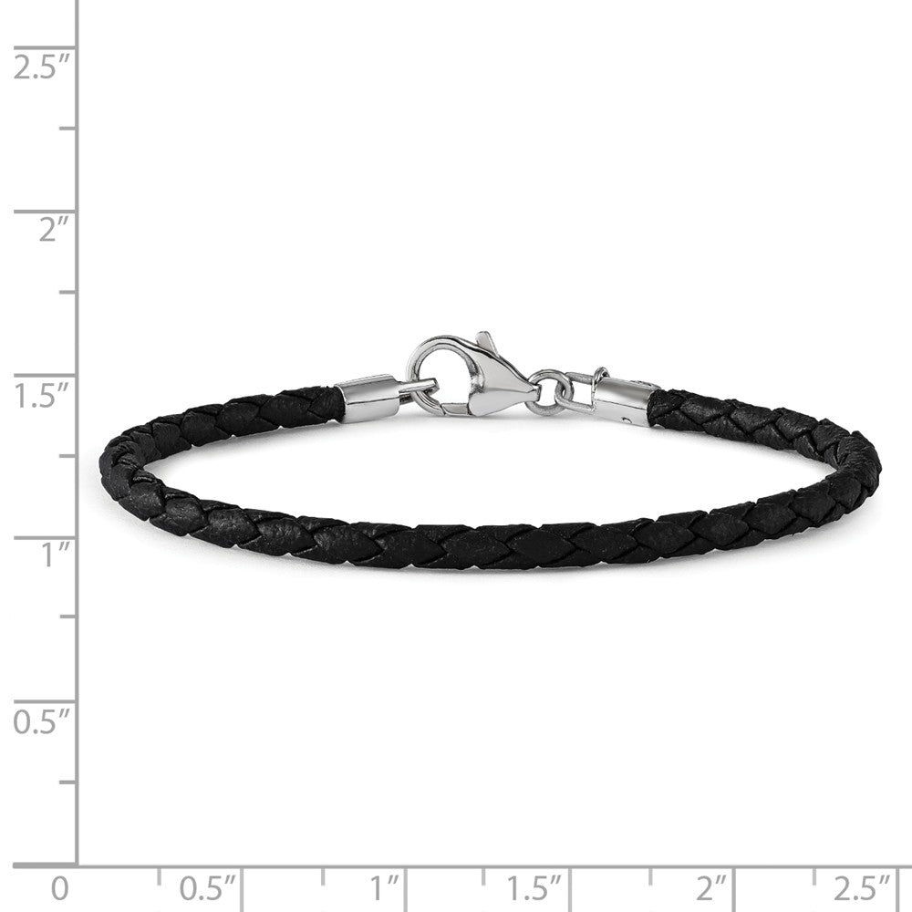 Reflections Sterling Silver Black Leather Lobster Clasp Bead Bracelet 7.75 inches