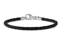 Reflections Sterling Silver Black Leather Lobster Clasp Bead Bracelet 7.00 inches