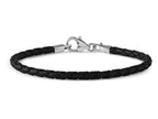 Reflections Sterling Silver Black Leather Lobster Clasp Bead Bracelet 7.00 inches