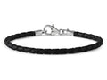 Reflections Sterling Silver Black Leather Lobster Clasp Bead Bracelet 9.00 inches