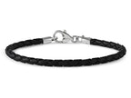 Reflections Sterling Silver Black Leather Lobster Clasp Bead Bracelet 9.00 inches
