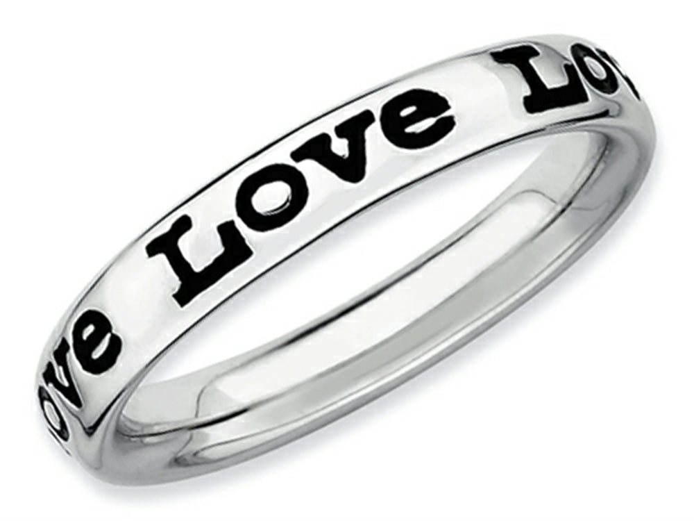 Stackable Expressions Sterling Silver Polished Enameled Love Stackable Ring