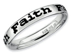 Stackable Expressions Sterling Silver Polished Enameled Faith Stackable Ring