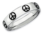Stackable Expressions Sterling Silver Polished Enameled Peace Sign Stackable Ring