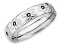 Stackable Expressions Sterling Silver Polished Enameled Flower Stackable Ring