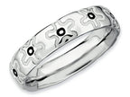 Stackable Expressions Sterling Silver Polished Enameled Flower Stackable Ring