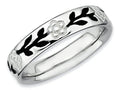Stackable Expressions Sterling Silver Polished Enameled Flower Stackable Ring