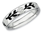 Stackable Expressions Sterling Silver Polished Enameled Flower Stackable Ring